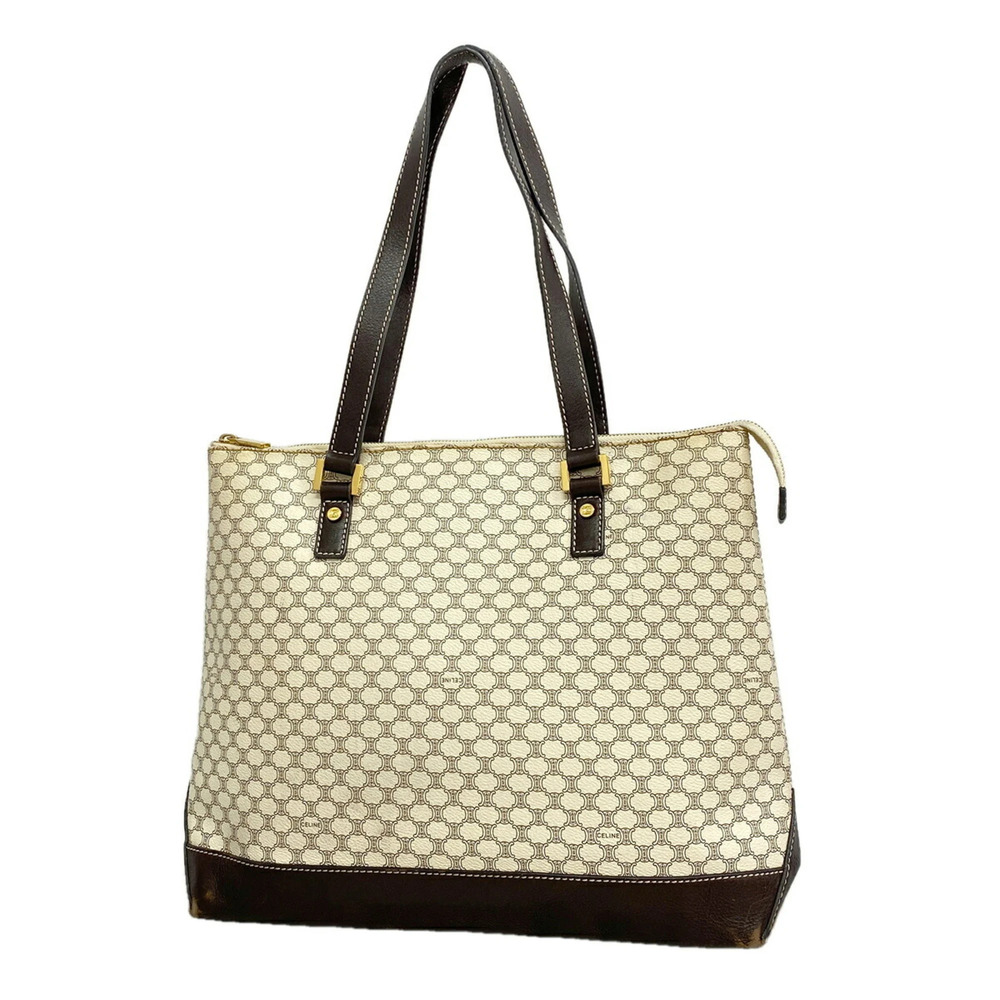 Celine Macadam Leather Tote Bag, Ivory, Women's